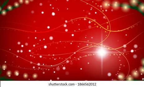 Christmas Red Festive Background. Merry Christmas and Happy New Year. Colored. Winter Holidays. Snowflakes in the air. Vector Illustration EPS 10