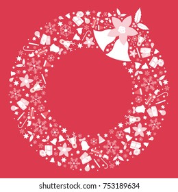 Christmas red flat round frame