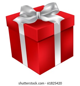 Christmas red gift isolated on a white background