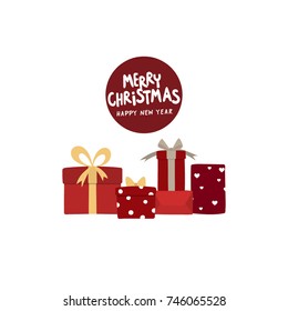 Christmas red gift vector