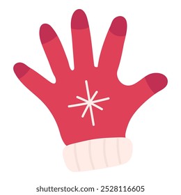 Christmas red glove hand drawn. Isolated object on white background