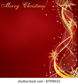 Christmas red and gold background with copy space, all elements on separate layers.