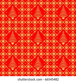 Christmas red and gold seamless pattern (background, wallpaper, print, swatch) - for JPEG or TIFF see image 66545488
