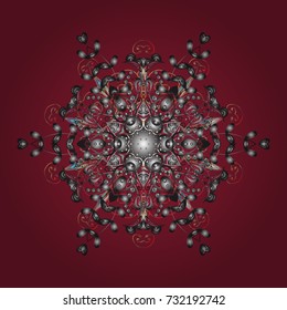 Christmas red, gray and browns. Vector illustration. Magic red, gray and brown holiday abstract background with star and falling snowflakes.