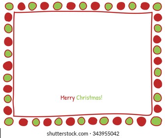 Christmas Red And Green Circle Background. Photo Frame Border, Scrapbook Embellishment. Vector Illustration.