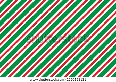 Christmas red and green diagonal stripes background. Candy cane repeating decoration wallpaper