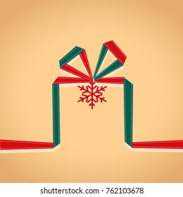 Christmas red and green gift box blank for your text, snow flake Boxing day design background.vector illustration.