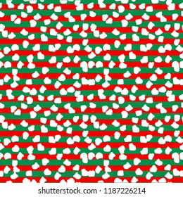 Christmas red and green pattern. New Year's holidays snow.