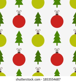 Christmas red and green seamless pattern. Vector illustration.