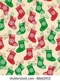 Christmas red and green socks doodle seamless pattern