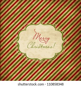 Christmas red and green striped card