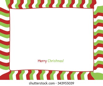 Christmas Red And Green Strips Background. Photo Frame Border, Scrapbook Embellishment. Vector Illustration.