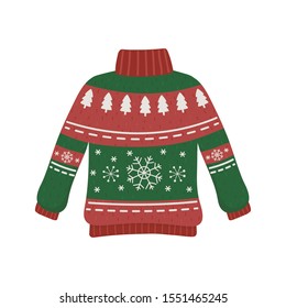 christmas red and green ugly sweater party decorative vector illustration