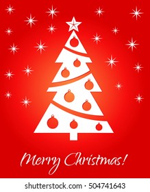 Christmas red greeting card. Vector illustration 