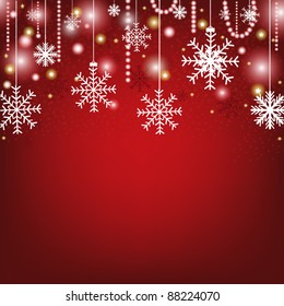 Christmas Red Greeting Card, Vector Illustration
