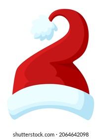 Christmas red hat. Holday celebration symbol in cartoon style