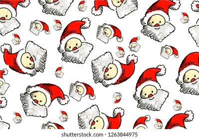 Christmas red hat with Santa's face, very crimson on white background for design.