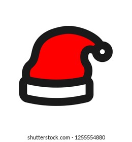  Christmas red hat vector sign. Santa hat icon. Santa Claus Hat Flat symbol. Christmas hat colored linear icon