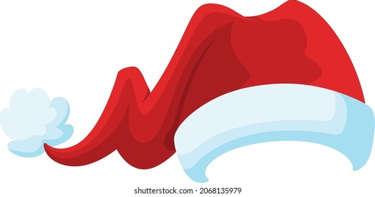 Christmas red hat. Winter holiday symbol in cartoon style