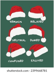 Christmas red hats or cap of Santa Claus and icon vector design