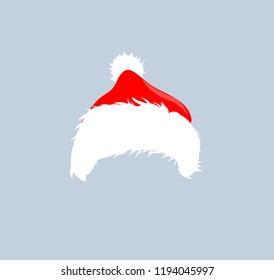 Christmas red hats icon. Santa Claus costume vector illustration. New Year photography portreit element.