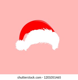 Christmas red hats icon. Santa Claus costume vector illustration. New Year photography portreit element.