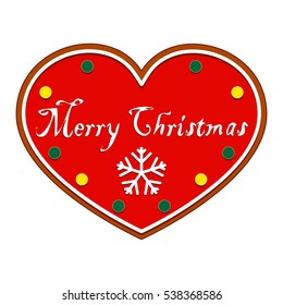 Christmas Red Heart. Christmas cookie. Vector illustration.