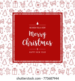 christmas red icon elements card greeting text border frame background