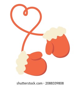 Christmas red mittens simple vector clip art