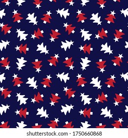 Christmas Red Navy Holiday seamless pattern background for website graphics, fashion textiles