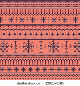 Christmas red panoramic background with drawings and patterns of the holiday - Vector illustration