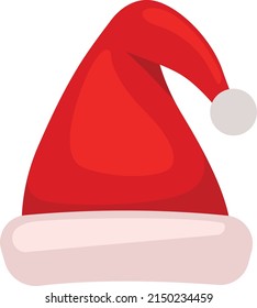 Christmas red party hat. Cartoon elf cap
