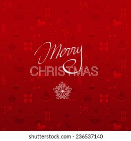 Christmas red pattern with gifts. Vector new year illustration. Invitation for holiday.