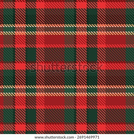Christmas Red Plaid Pattern. Seamless Holiday Background in Red and Green Colors. Plaid, Checked Modern Pattern Design