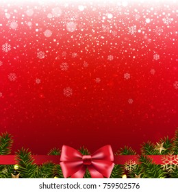 Christmas Red Poster With Gradient Mesh, Vector Illustration