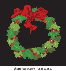 Christmas red ribbon wreath vector material