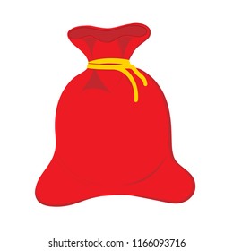 Christmas red sack. Bag santa claus. Isolated on white background. Vector illustration