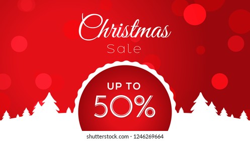 Christmas red sale banner. Merry christmas and happy new year 2021. greeting card and poster design. Gift card. Sale voucher,  Web banner. Holiday present set. Vector, Illustration.