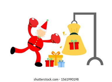 christmas red santa claus punch for gift bag cartoon doodle flat design style vector illustration