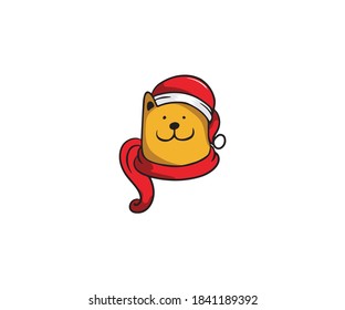 Christmas red santa claus vector illustration gift cartoon for your promotion and poster winter on December, on white background