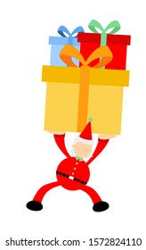 christmas red santa and gift box cartoon doodle flat design style vector illustration