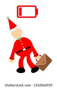 christmas red santa worker tired exhausted low energy cartoon doodle flat design style vector illustration 