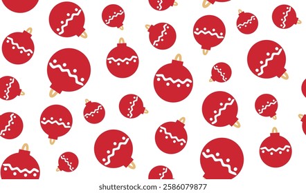 Christmas red simple bauble seamless pattern on white background. New year pattern for wrapping paper, fabric, card