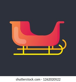 Christmas red sleigh icon. santa sleigh icon