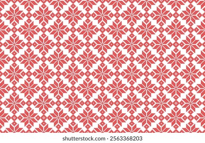 Christmas red snowflake pixel pattern