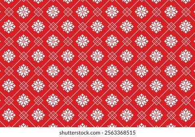 Christmas red snowflake pixel pattern