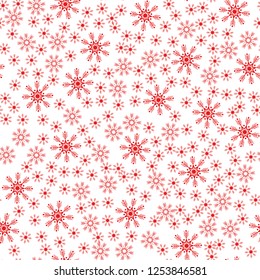 Christmas red snowflake seamless pattern white background