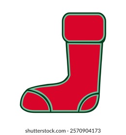 Christmas Red Sock With Green Border Icon