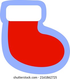 Christmas red sock, illustration, vector on a white background.