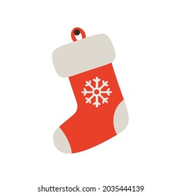 Christmas red sock with snowflake